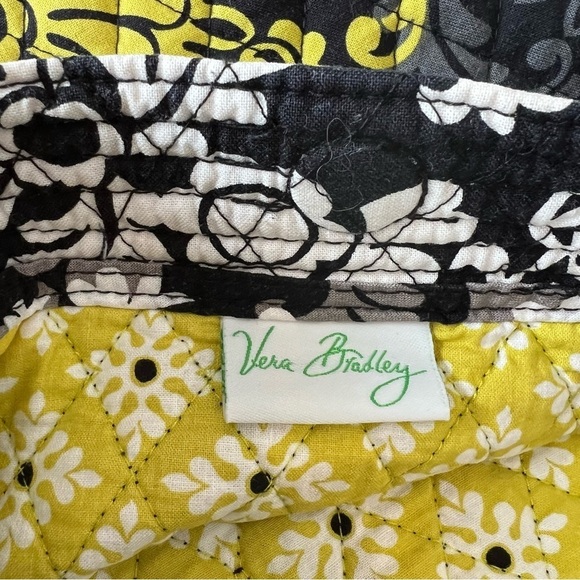 VERA BRADLEY Baroque Holiday 2010 Tote Black Yellow White Gray Y2K Hobo Quilted - Picture 10 of 11